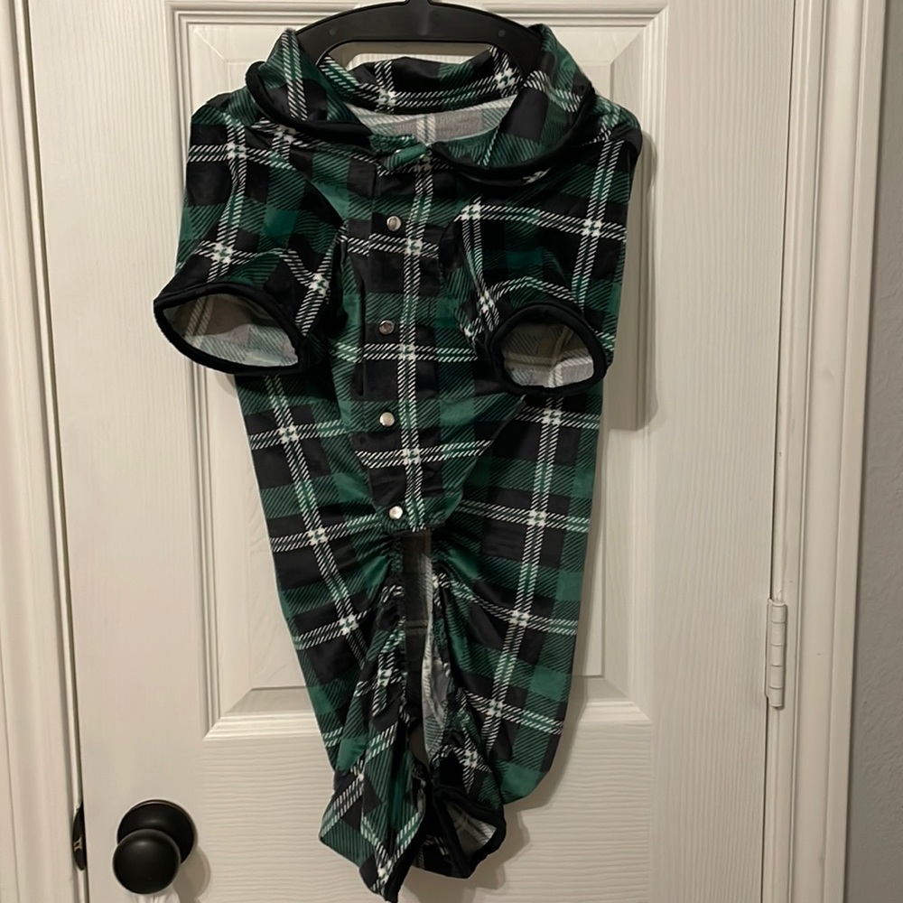 Dog PJ Plaid Soft dark green, black, white pajamas Large by Berkshire Pet